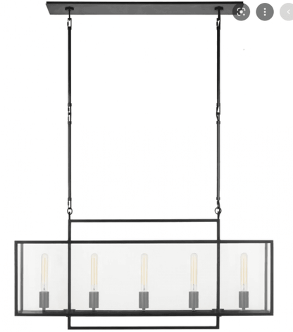 Visual Comfort Signature Halle Medium Linear Lantern Aged Iron