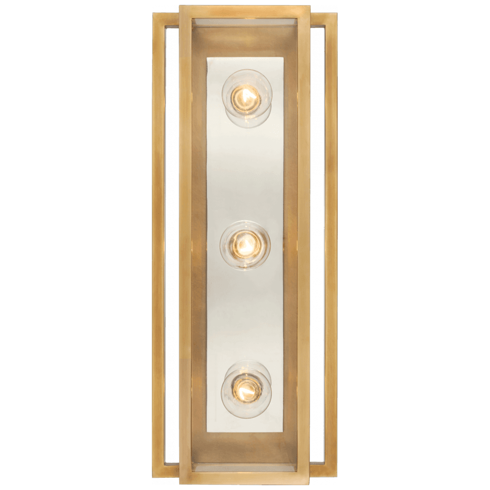 Visual Comfort Signature Halle Vanity Light Hand-Rubbed Antique Brass and Polished Nick