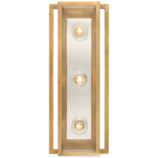Visual Comfort Signature Halle Vanity Light Hand-Rubbed Antique Brass and Polished Nick