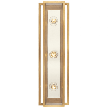 Visual Comfort Signature Halle Vanity Light Hand-Rubbed Antique Brass and Polished Nick