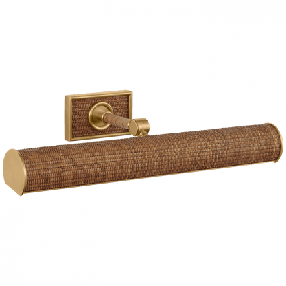 Visual Comfort Signature Halwell 18 Antique-Burnished Brass and Natural Woven R