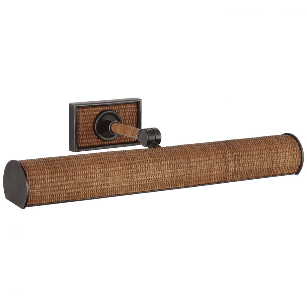 Visual Comfort Signature Halwell 18 Bronze and Natural Woven Rattan