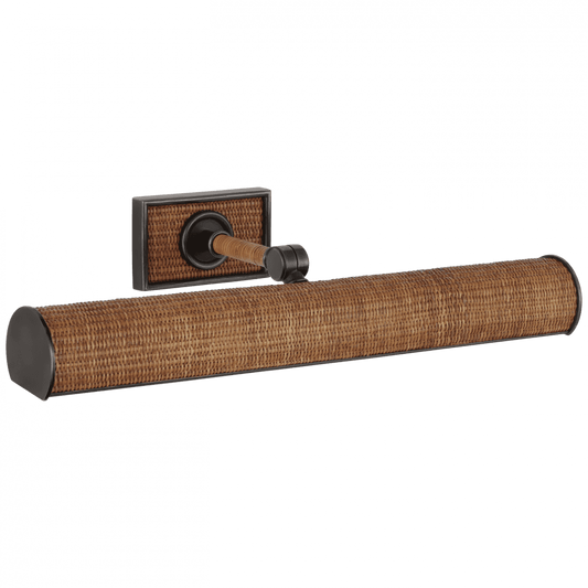 Visual Comfort Signature Halwell 18 Bronze and Natural Woven Rattan