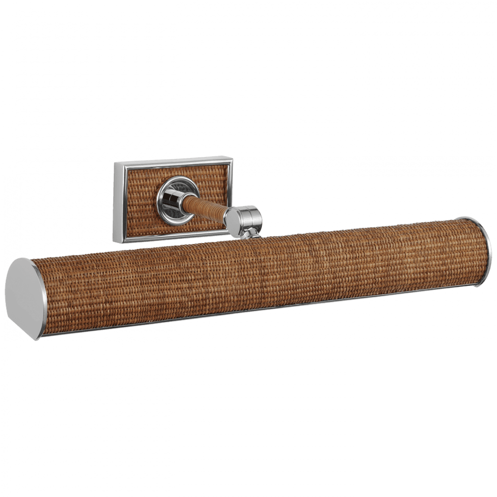 Visual Comfort Signature Halwell 18 Polished Nickel and Natural Woven Rattan