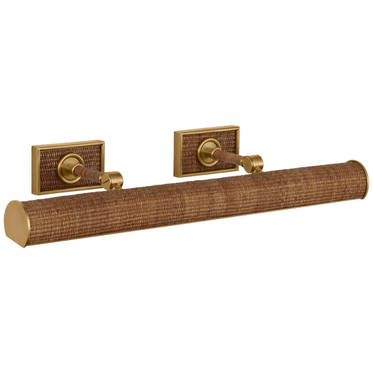 Visual Comfort Signature Halwell 24 Antique-Burnished Brass and Natural Woven R