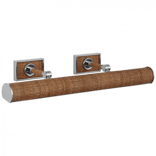 Visual Comfort Signature Halwell 24 Polished Nickel and Natural Woven Rattan