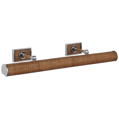 Visual Comfort Signature Halwell 30 Polished Nickel and Natural Woven Rattan