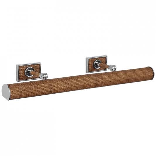 Visual Comfort Signature Halwell 30 Polished Nickel and Natural Woven Rattan