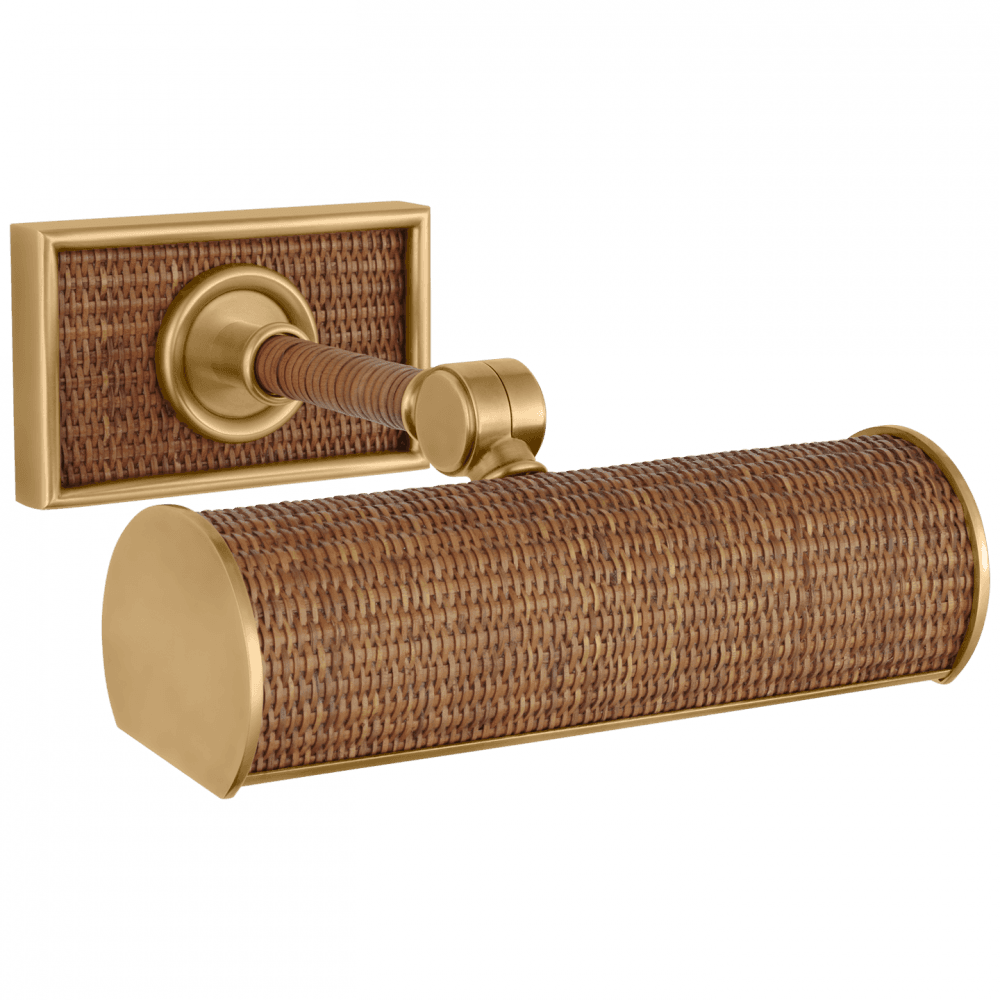 Visual Comfort Signature Halwell 8 Antique-Burnished Brass and Natural Woven R