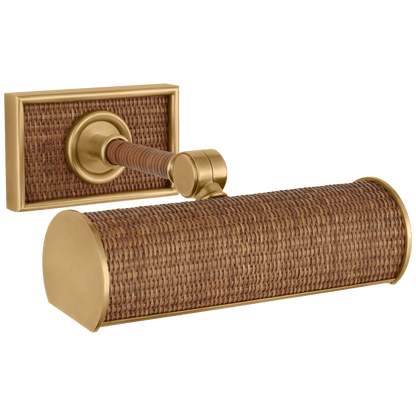 Visual Comfort Signature Halwell 8 Antique-Burnished Brass and Natural Woven R