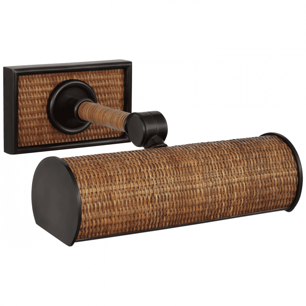 Visual Comfort Signature Halwell 8 Bronze and Natural Woven Rattan