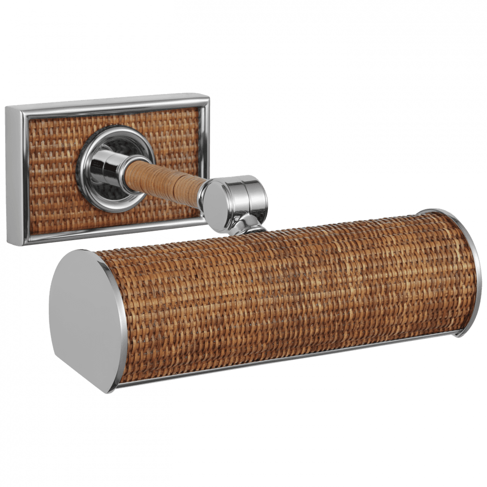 Visual Comfort Signature Halwell 8 Polished Nickel and Natural Woven Rattan