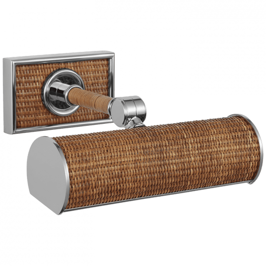 Visual Comfort Signature Halwell 8 Polished Nickel and Natural Woven Rattan