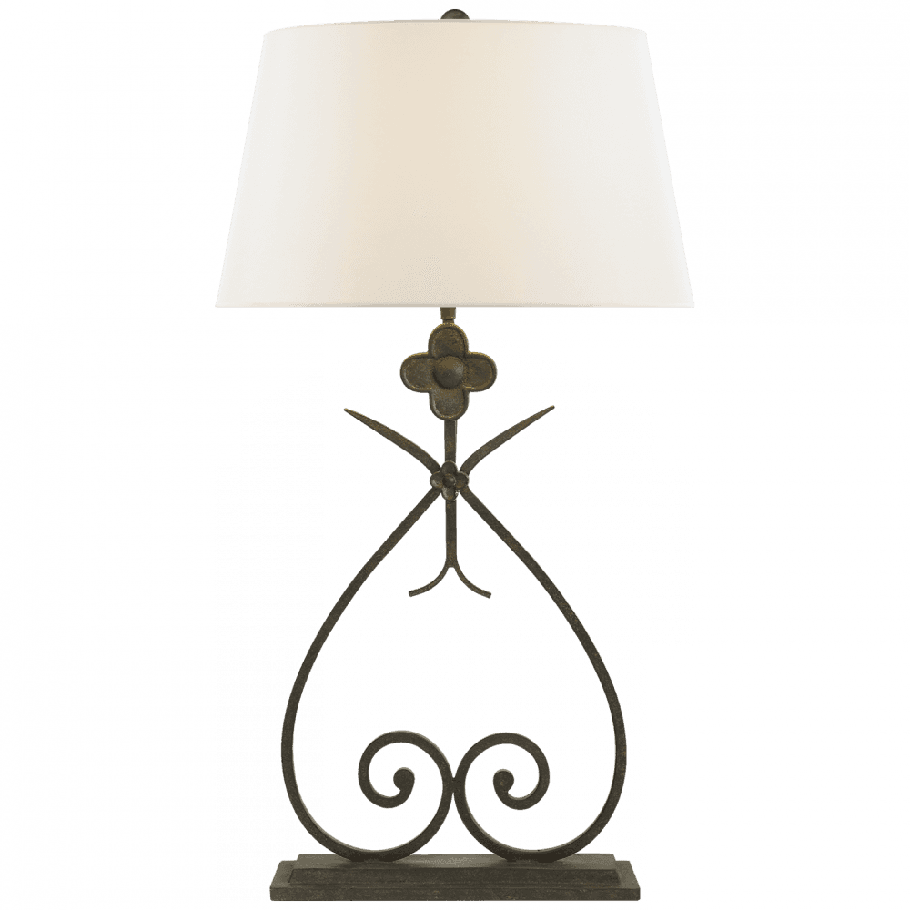 Visual Comfort & Co. Signature Collection Harper Table Lamp, 1-Light, Natural Rusted Iron, Linen Shade, 29.5"H (SK 3100NR-L D32G7)