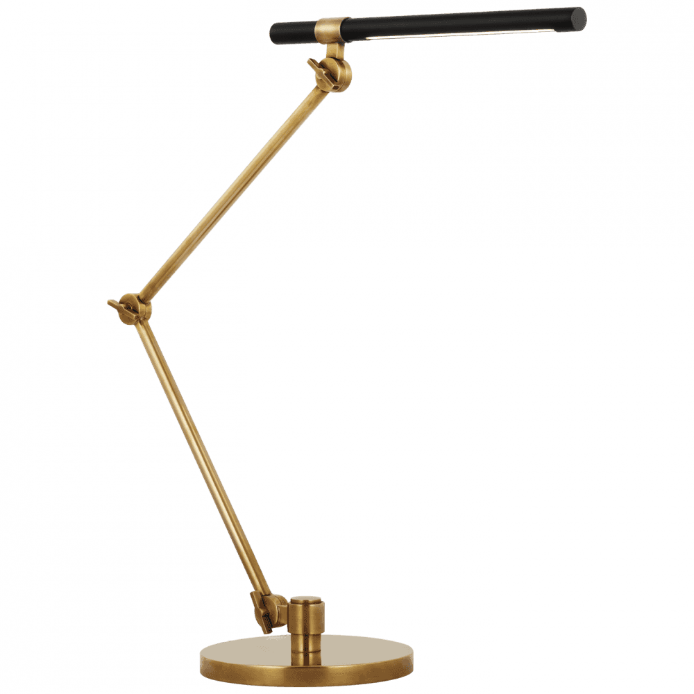 Visual Comfort Signature Heron Large Desk Lamp Hand-Rubbed Antique Brass and Matte Black