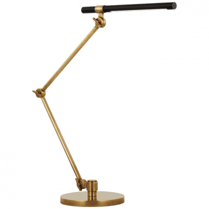 Visual Comfort Signature Heron Large Desk Lamp Hand-Rubbed Antique Brass and Matte Black