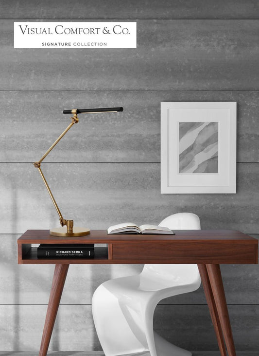 Visual Comfort Signature Heron Large Desk Lamp Polished Nickel and Matte Black