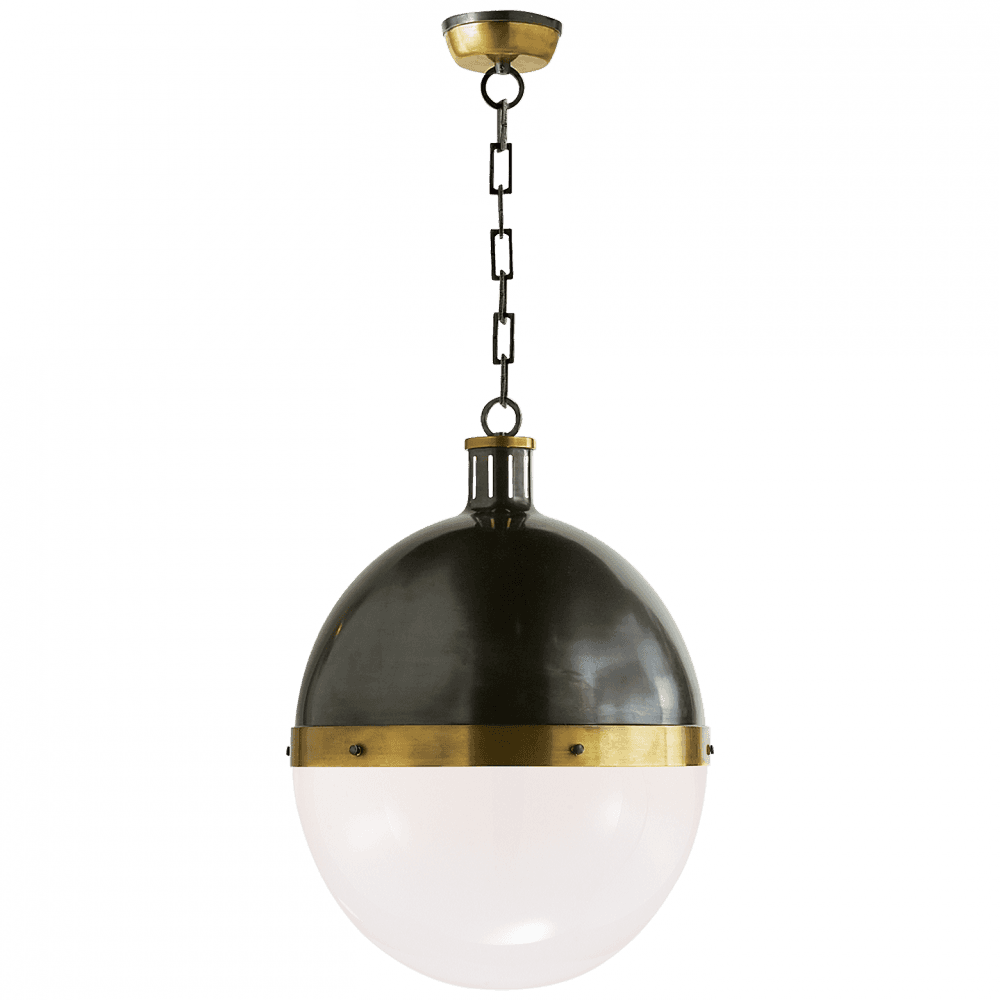 Visual Comfort Signature Hicks Extra Large Pendant Bronze with Antique Brass