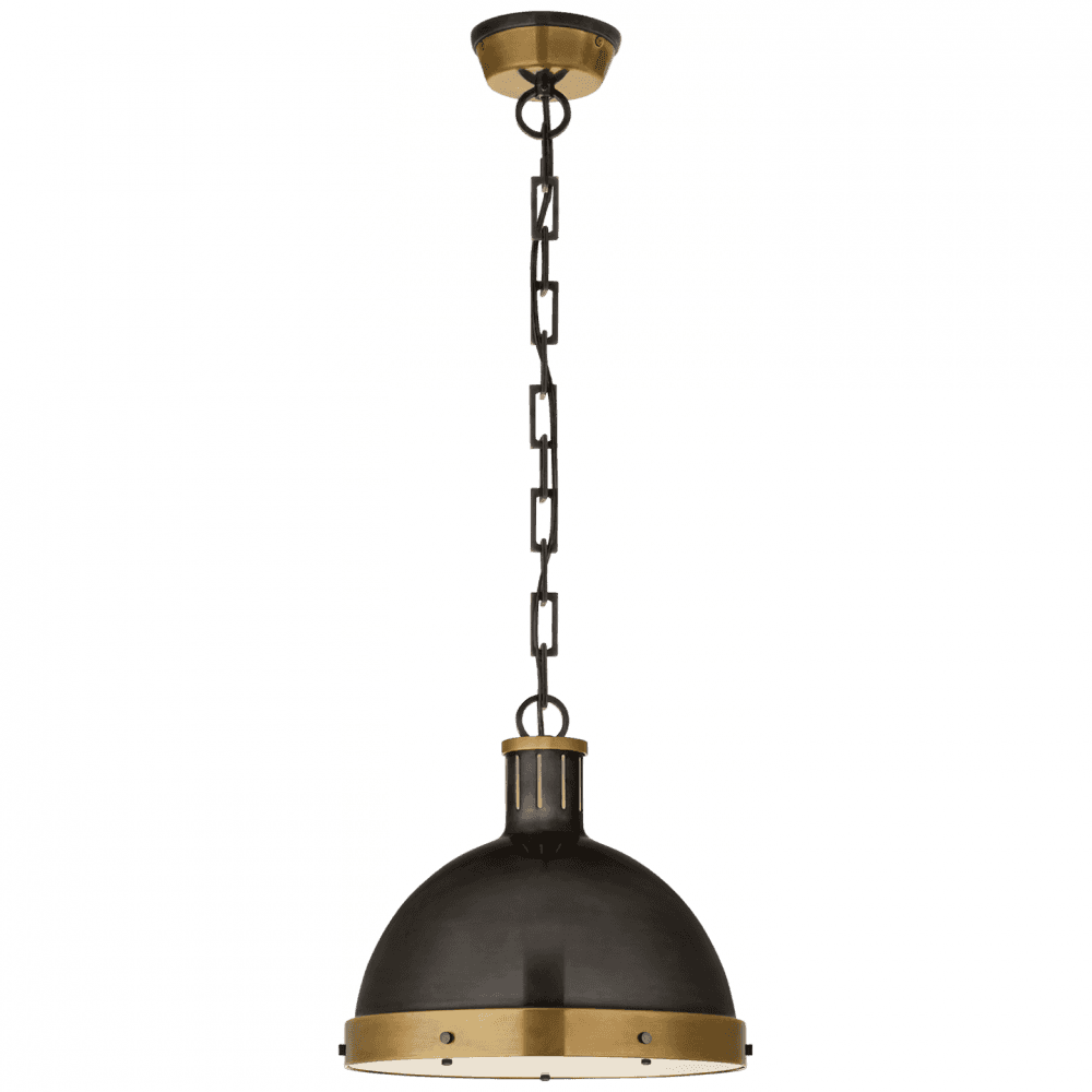 Visual Comfort Signature Hicks Pendant Bronze with Antique Brass