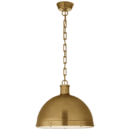 Visual Comfort & Co. Signature Collection Hicks Pendant, 2-Light, Hand-Rubbed Antique Brass, Frosted Acrylic, 16"W (TOB 5071HAB CLV77)