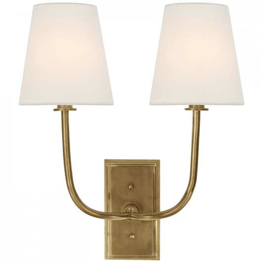 Visual Comfort Signature Hulton Double Sconce Hand-Rubbed Antique Brass