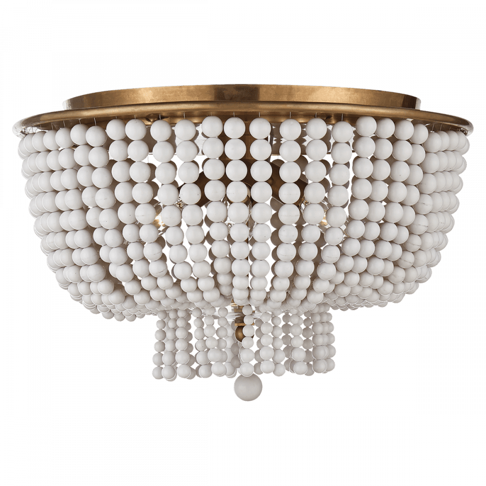 Visual Comfort & Co. Signature Collection Jacqueline Flush Mount, 4-Light, Hand-Rubbed Antique Brass, White Acrylic Shade, 18"W (ARN 4102HAB-WG 2MWHQ)