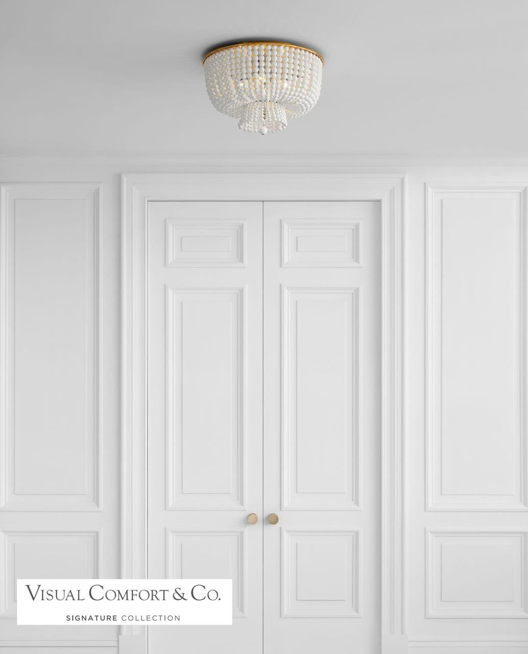 Visual Comfort & Co. Signature Collection Jacqueline Flush Mount, 4-Light, Hand-Rubbed Antique Brass, White Acrylic Shade, 18"W (ARN 4102HAB-WG 2MWHQ)
