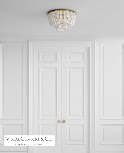 Visual Comfort & Co. Signature Collection Jacqueline Flush Mount, 4-Light, Hand-Rubbed Antique Brass, White Acrylic Shade, 18"W (ARN 4102HAB-WG 2MWHQ)