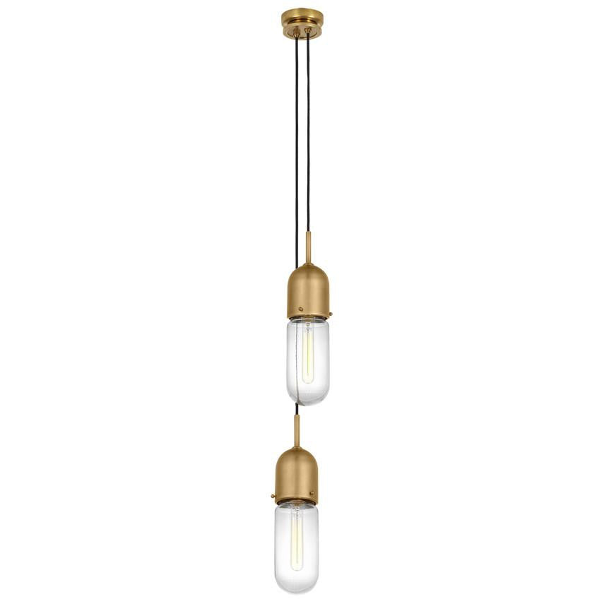Visual Comfort Signature Junio 2-Light Pendant Hand-Rubbed Antique Brass