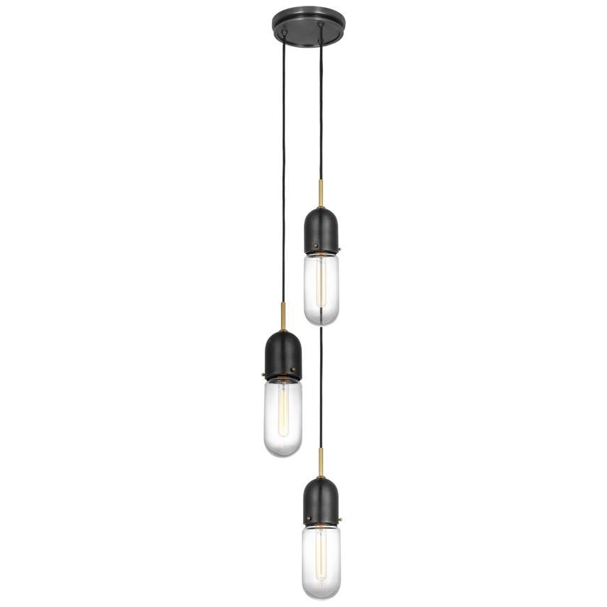 Visual Comfort Signature Junio 3-Light Pendant Bronze and Brass
