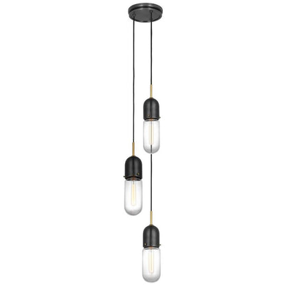 Visual Comfort Signature Junio 3-Light Pendant Bronze and Brass