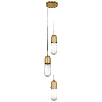 Visual Comfort Signature Junio 3-Light Pendant Hand-Rubbed Antique Brass