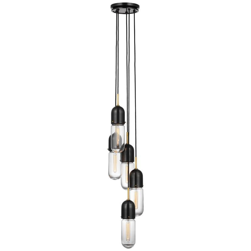 Visual Comfort Signature Junio 5-Light Pendant Bronze and Brass