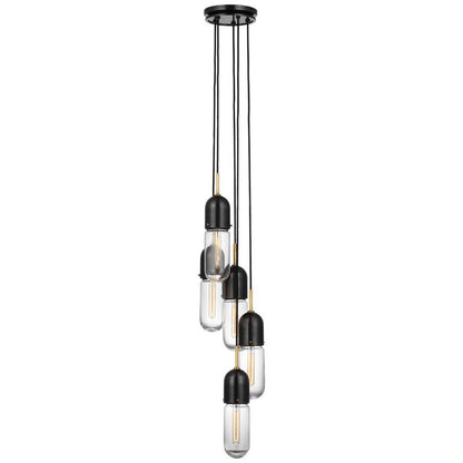 Visual Comfort Signature Junio 5-Light Pendant Bronze and Brass