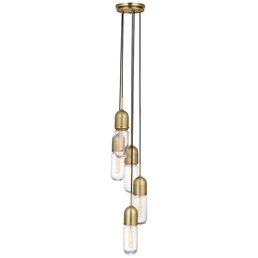 Visual Comfort Signature Junio 5-Light Pendant Hand-Rubbed Antique Brass