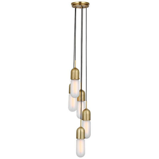 Visual Comfort Signature Junio 5-Light Pendant Hand-Rubbed Antique Brass