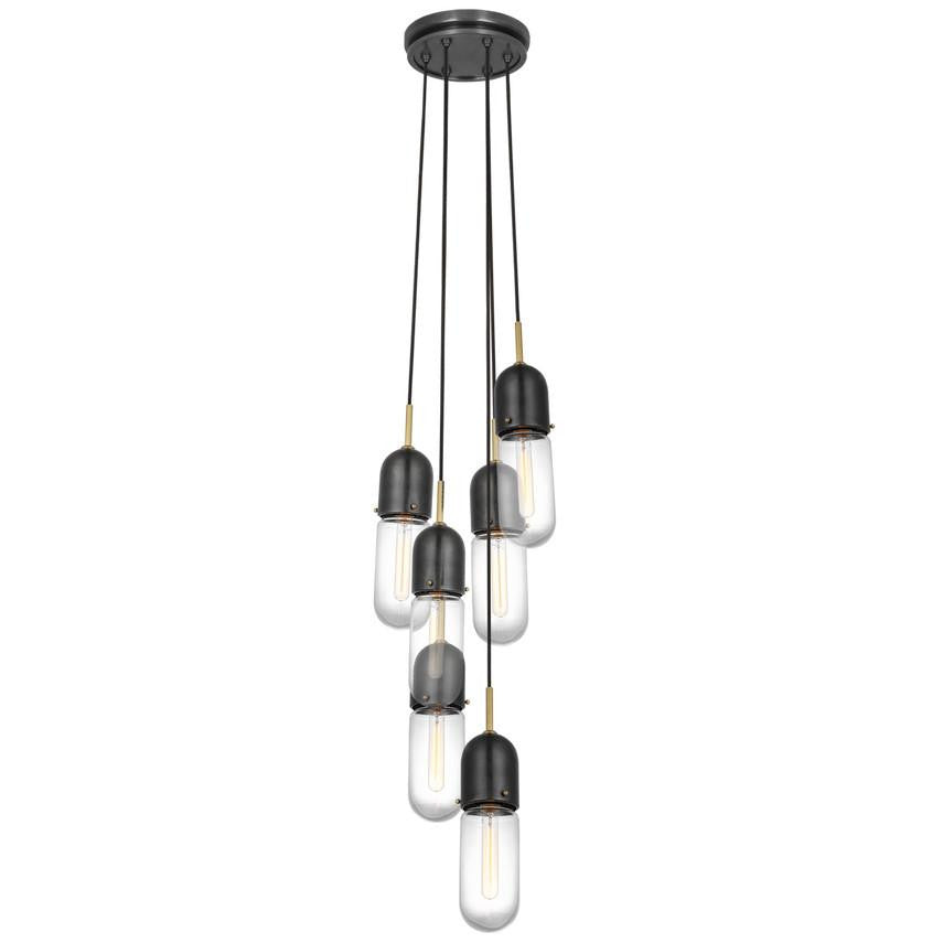 Visual Comfort Signature Junio 6-Light Pendant Bronze and Brass