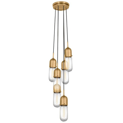 Visual Comfort Signature Junio 6-Light Pendant Hand-Rubbed Antique Brass