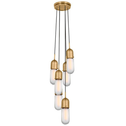 Visual Comfort Signature Junio 6-Light Pendant Hand-Rubbed Antique Brass