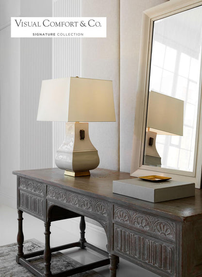 Visual Comfort Signature Kang Jug Table Lamp Mixed Blue Brown with Burnt Gold