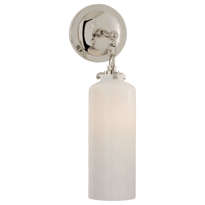 Visual Comfort & Co. Signature Collection Katie Bathroom Wall Sconce, 1-Light, Cylinder, Polished Nickel, White Glass, 16.25"H (TOB 2225PN/G3-WG 2N1F0)
