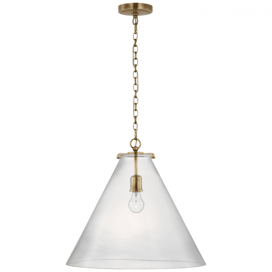Visual Comfort Signature Katie Large Conical Pendant Hand-Rubbed Antique Brass