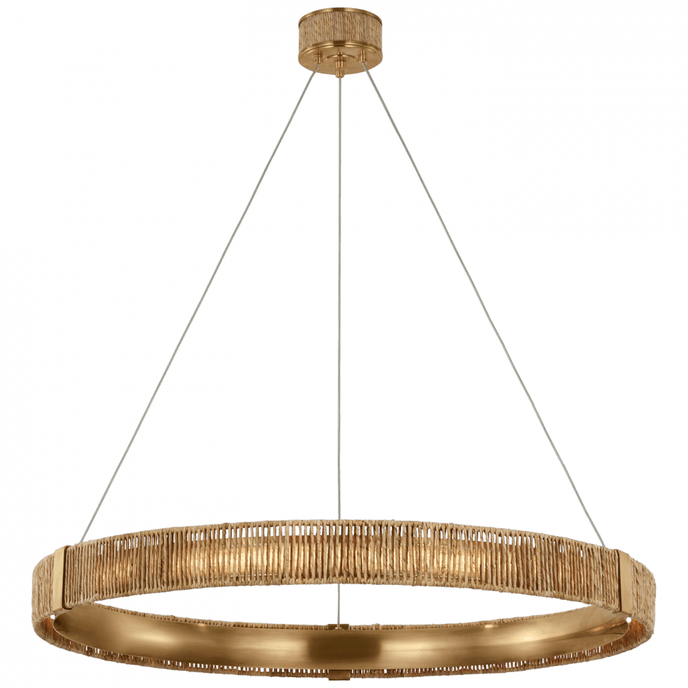 Visual Comfort Signature Kayden 40 Antique-Burnished Brass and Natural Abaca