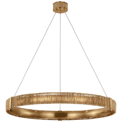 Visual Comfort Signature Kayden 40 Antique-Burnished Brass and Natural Abaca