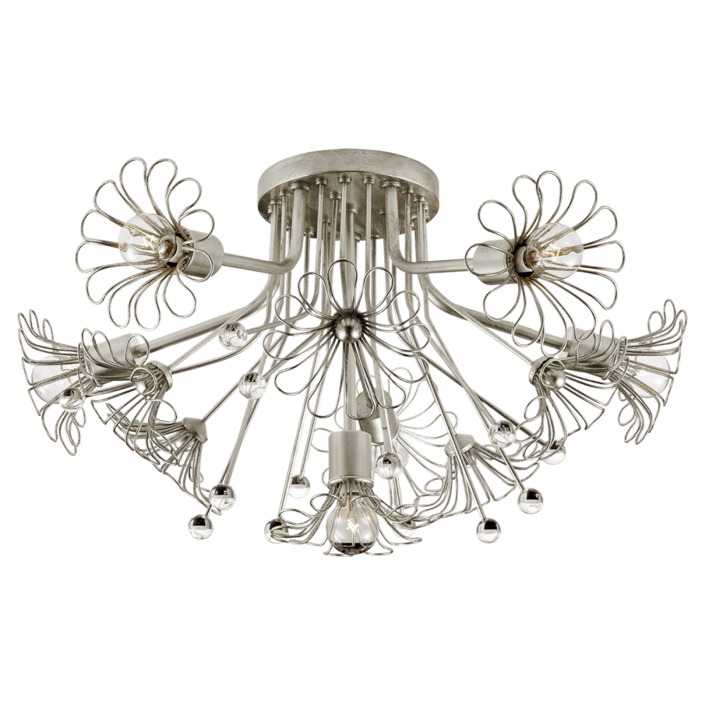 Visual Comfort Signature Keaton Bouquet Flush Mount Burnished Silver Leaf