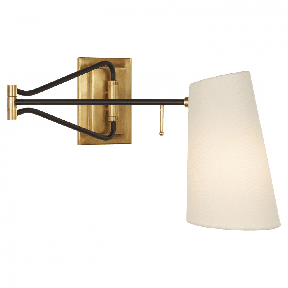 Visual Comfort Signature Keil Swing Arm Wall Sconce Hand-Rubbed Antique Brass and Black
