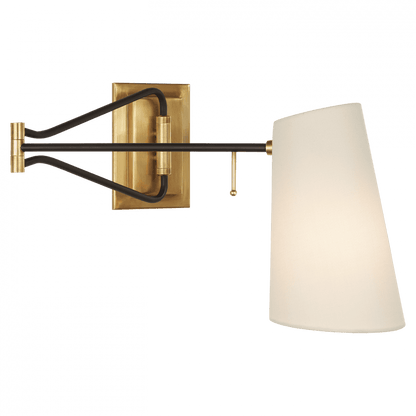 Visual Comfort Signature Keil Swing Arm Wall Sconce Hand-Rubbed Antique Brass and Black