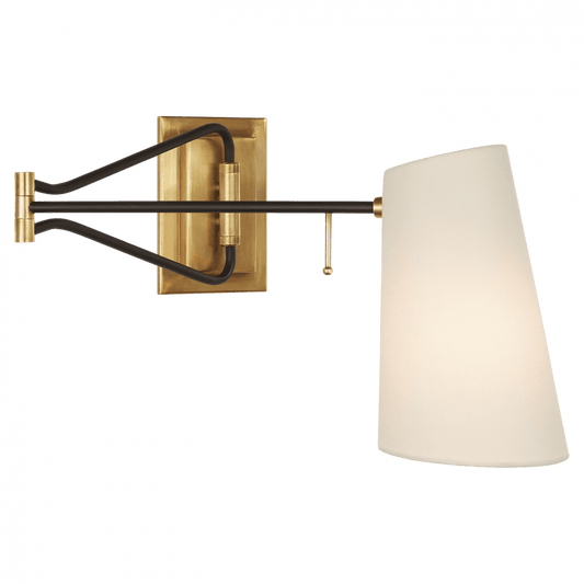 Visual Comfort Signature Keil Swing Arm Wall Sconce Hand-Rubbed Antique Brass and Black