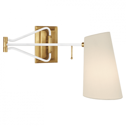 Visual Comfort Signature Keil Swing Arm Wall Sconce Hand-Rubbed Antique Brass and White