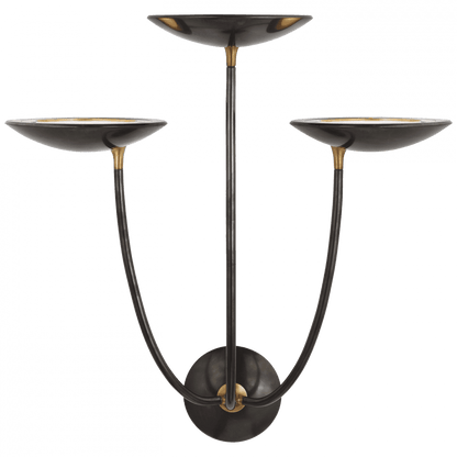 Visual Comfort Signature Keira Large Triple Sconce Bronze and Hand-Rubbed Antique Brass
